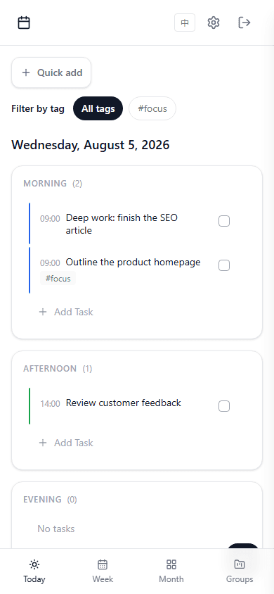 WeekOrbit daily planner time block screenshot