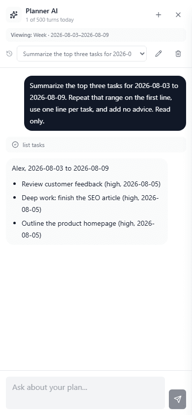 WeekOrbit AI weekly planner week view screenshot